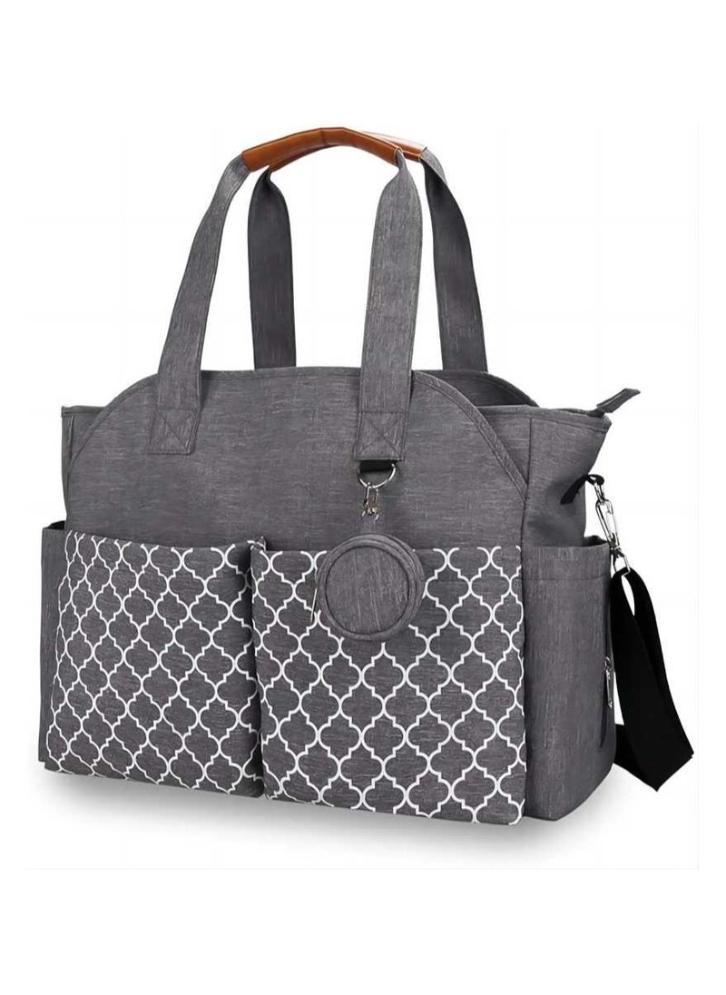 iMissiu Tote Diaper Bag, Multi-Function Baby Bag with Cup Holder, Travel Diaper Bag for Mom and Dad, Large Capacity Nursing Bag for Baby Care  - Image 1