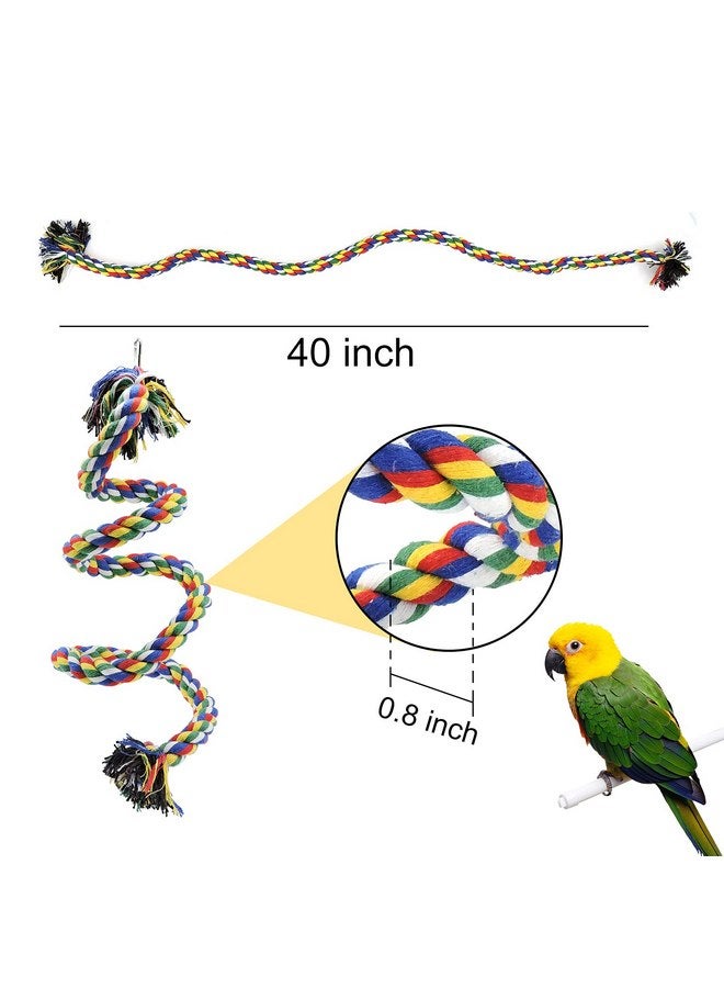ويش لوتس أرجوحة طيور WishLotus، ألعاب تسلق ملونة على شكل حبل للببغاء مع جرس ومشبك تعليق للببغاوات والبادجي والمكاو والببغاوات الصغيرة الأخرى. (100 سم) - Image 2