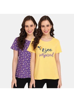 Set of 2 - Zivame Printed T-shirt with Short Sleeves