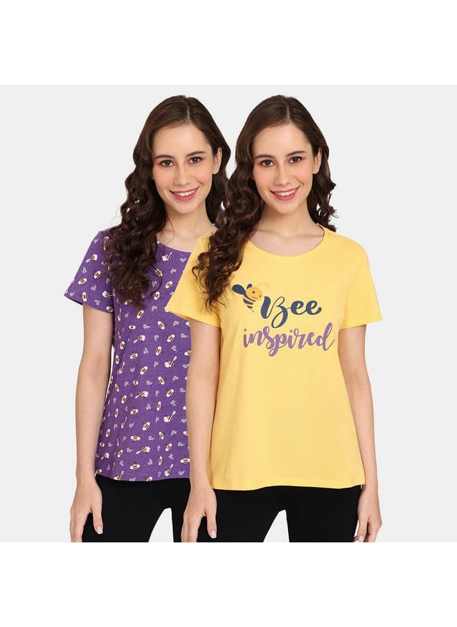 zivame Set of 2 - Zivame Printed T-shirt with Short Sleeves  - Image 1