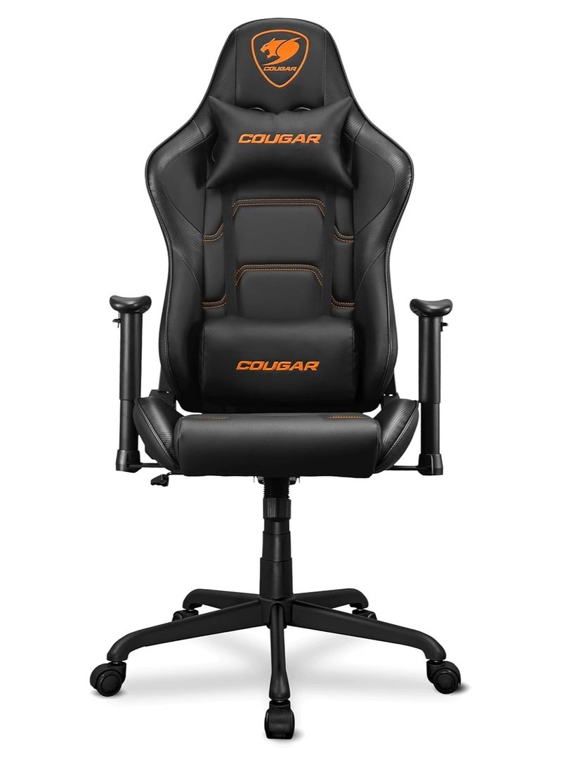 Cougar Armor Elite Gaming Chair, Ergonomic High-Back Racing Seat, 160° Recline, 2D Adjustable Armrests, Breathable PVC Leather, Steel Frame, Up to 120kg (264 lbs) Capacity, Head & Lumbar Support Pillows, Tilt & Height Adjustment, 360° Swivel, Heavy-Duty Caster Wheels, Black | 3MELIBLB.0001 - Image 1