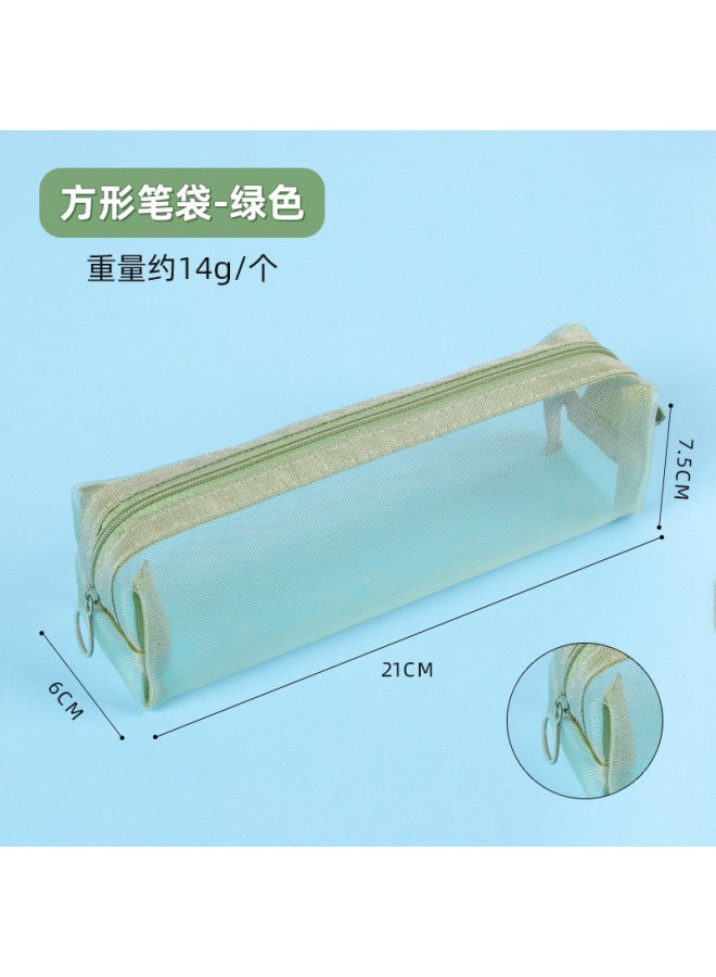 HELPS Nylon Mesh Transparent Pencil Bag For Primary School Students' Examination Single Layer Stationery Box Large Capacity Dirty Resistant Pencil Bag - Image 1