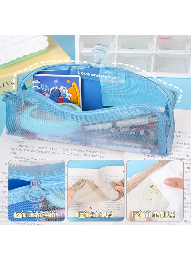 HELPS Nylon Mesh Transparent Pencil Bag For Primary School Students' Examination Single Layer Stationery Box Large Capacity Dirty Resistant Pencil Bag - Image 4