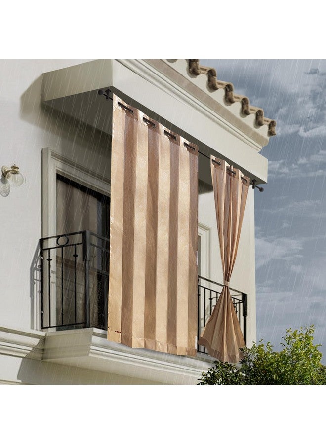 HIPPO 260 GSM Waterproof Plastic Outdoor Balcony Curtain Sun & Rain Protection, Door Curtain (4.50FTX8.00FT, 2IN1 Bamboo-Mocha, 2 PC) - Image 1