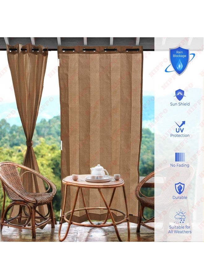 HIPPO 260 GSM Waterproof Plastic Outdoor Balcony Curtain Sun & Rain Protection, Door Curtain (4.50FTX8.00FT, 2IN1 Bamboo-Mocha, 2 PC) - Image 2