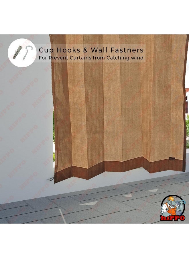 HIPPO 260 GSM Waterproof Plastic Outdoor Balcony Curtain Sun & Rain Protection, Door Curtain (4.50FTX8.00FT, 2IN1 Bamboo-Mocha, 2 PC) - Image 5