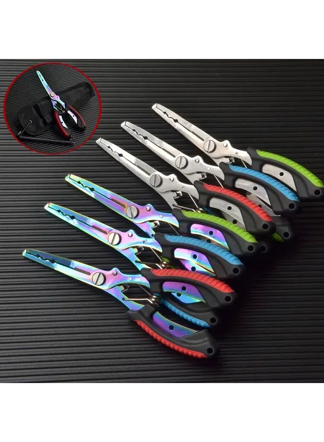 Green Multifunctional Heavy Duty Stainless Steel Fishing Pliers Curved Mouth Hook Remover Line Trimmer Loop Opener Anti Rust Dehooking Scissors - Image 1