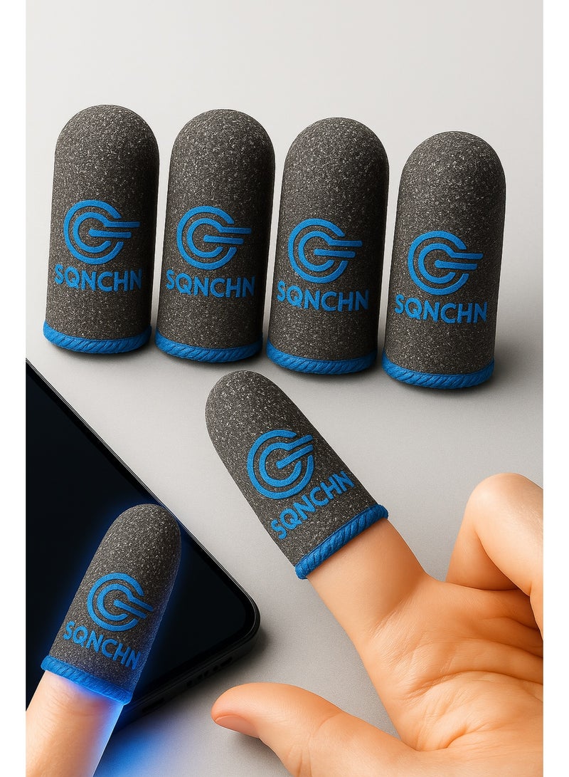 إس كيو إن سي إتش إن أكمام إصبع ألعاب 4 قطع ألياف فضية فائقة الرقة قابلة للتنفس مقاومة للعرق بدون درز لألعاب الموبايل ببجي فري فاير كول أوف ديوتي مناسبة للاستخدام اليومي والهدايا - Image 3