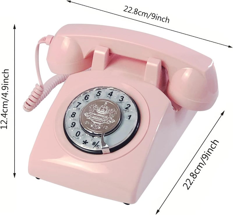 TelPal Landline Telephones, Corded Telephone Classic Rotary Dial Home Phones Antique Vintage Phone of 1930s Old Fashion Business Telephone Home Office Decor - Image 4