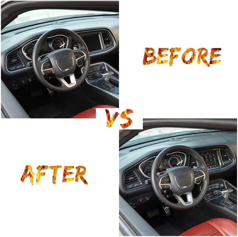 JeCar Center Console Dashboard Panel Trim for Dodge Challenger 2015-2019 - Carbon Fiber Texture - Image 4