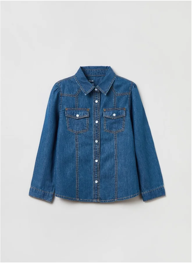 Ovs Ovs Housebrand Denim Shirt With Pockets