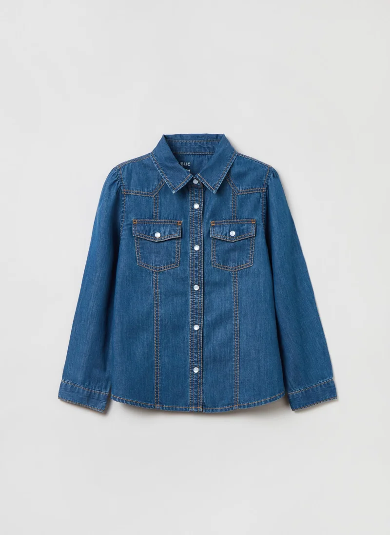 او في اس Ovs Housebrand Denim Shirt With Pockets