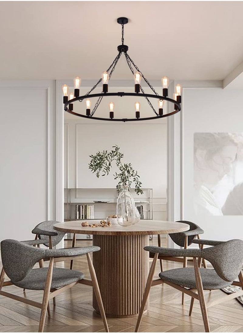 Rustic Farmhouse Chandelier,Vintage Wagon Wheel Chandeliers,12-Light 39 inch Vintage Pendant Lighting Fixture for Dining Room Kitchen Living Room Bedroom Hallway Foyer - pzsku/ZAF5B164746BA49AA19B9Z/45/_/1725940242/0e230b11-4e85-4c38-80e4-38cc7f671312