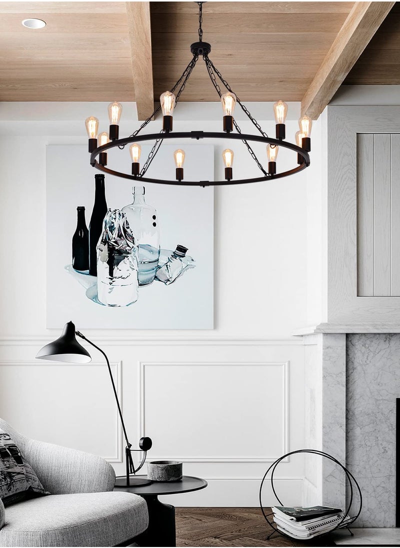 Rustic Farmhouse Chandelier,Vintage Wagon Wheel Chandeliers,12-Light 39 inch Vintage Pendant Lighting Fixture for Dining Room Kitchen Living Room Bedroom Hallway Foyer - pzsku/ZAF5B164746BA49AA19B9Z/45/_/1725940243/8f038188-eede-424c-a7b6-d9ca98a5969d