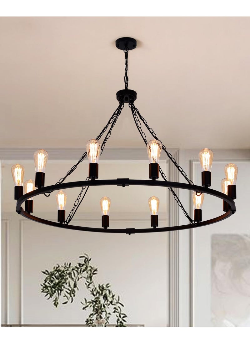 Rustic Farmhouse Chandelier,Vintage Wagon Wheel Chandeliers,12-Light 39 inch Vintage Pendant Lighting Fixture for Dining Room Kitchen Living Room Bedroom Hallway Foyer - pzsku/ZAF5B164746BA49AA19B9Z/45/_/1725940244/869526fa-2cc7-40c4-a5d4-61ae82c1714d