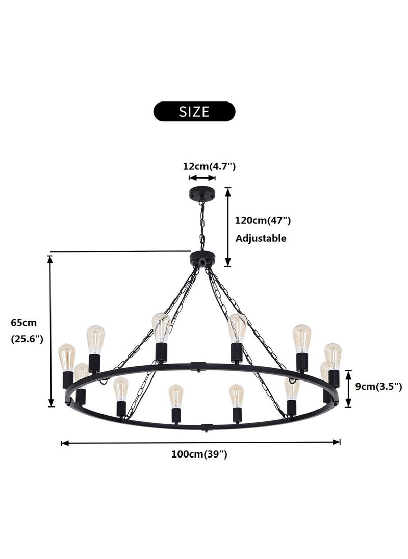 Rustic Farmhouse Chandelier,Vintage Wagon Wheel Chandeliers,12-Light 39 inch Vintage Pendant Lighting Fixture for Dining Room Kitchen Living Room Bedroom Hallway Foyer - pzsku/ZAF5B164746BA49AA19B9Z/45/_/1725940253/30b6d5fa-fc37-4101-a117-36492a6819f3