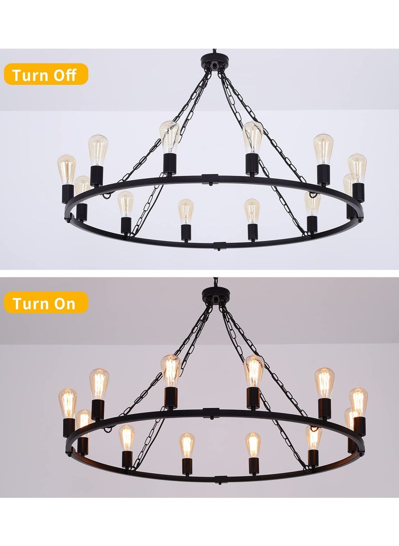 Rustic Farmhouse Chandelier,Vintage Wagon Wheel Chandeliers,12-Light 39 inch Vintage Pendant Lighting Fixture for Dining Room Kitchen Living Room Bedroom Hallway Foyer - pzsku/ZAF5B164746BA49AA19B9Z/45/_/1725940254/0a1c6e8c-77d8-49c5-977a-dc5467dbe703