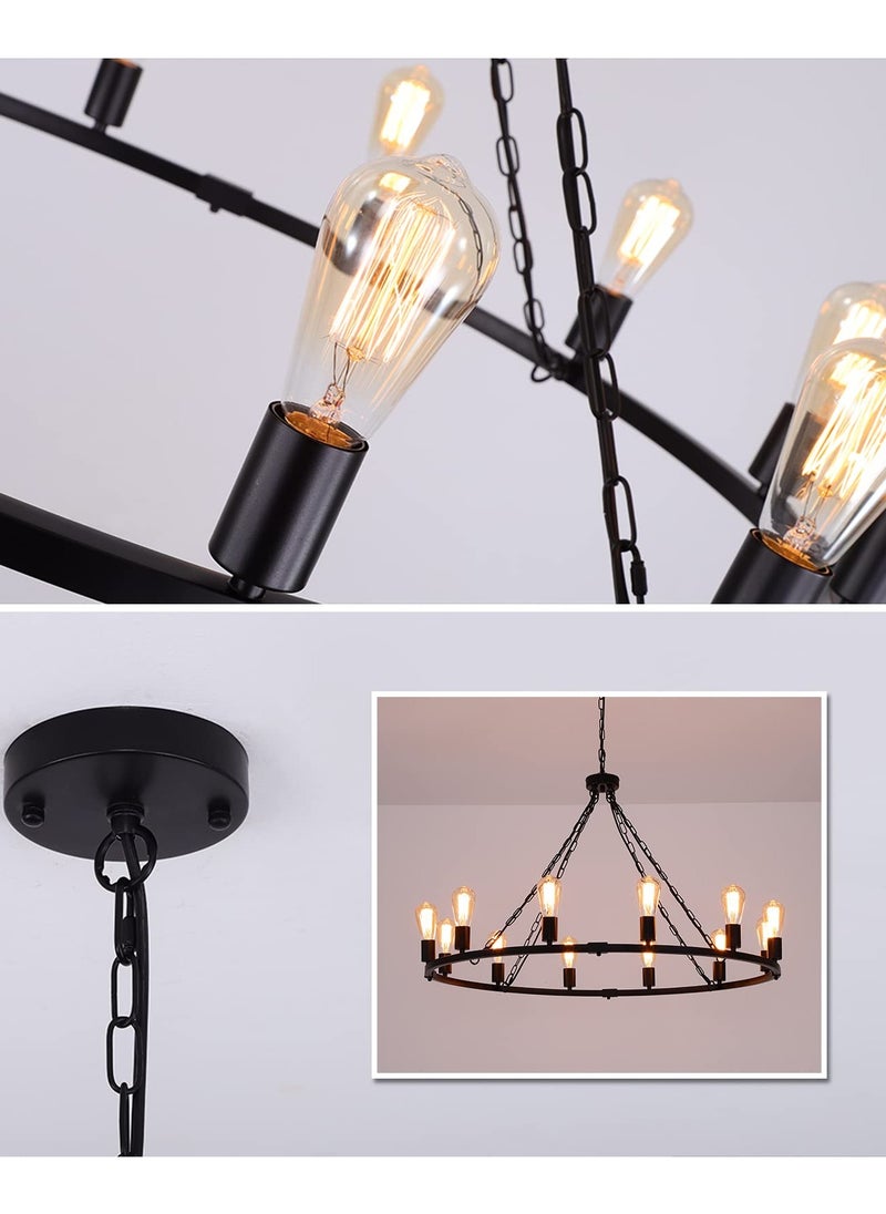 Rustic Farmhouse Chandelier,Vintage Wagon Wheel Chandeliers,12-Light 39 inch Vintage Pendant Lighting Fixture for Dining Room Kitchen Living Room Bedroom Hallway Foyer - pzsku/ZAF5B164746BA49AA19B9Z/45/_/1725940255/c3b0f83a-203c-4ca8-8a21-403635e8a3fd