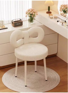 Raffine Modern Minimalist Design Single Sofa Comfy Fluffy Vanity Chair Elegant Makeup Desk Chairs Bowknot Shape Backrest Dinning Chair with Padded Legs for Bedroom Living Room 36x36x67 cm  - Image 1