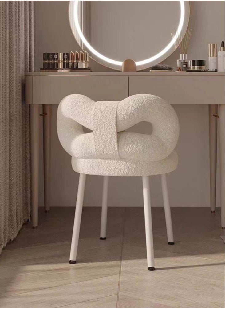 Raffine Modern Minimalist Design Single Sofa Comfy Fluffy Vanity Chair Elegant Makeup Desk Chairs Bowknot Shape Backrest Dinning Chair with Padded Legs for Bedroom Living Room 36x36x67 cm  - Image 3