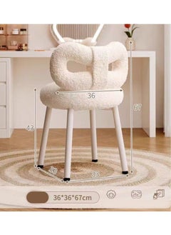Raffine Modern Minimalist Design Single Sofa Comfy Fluffy Vanity Chair Elegant Makeup Desk Chairs Bowknot Shape Backrest Dinning Chair with Padded Legs for Bedroom Living Room 36x36x67 cm  - Image 4