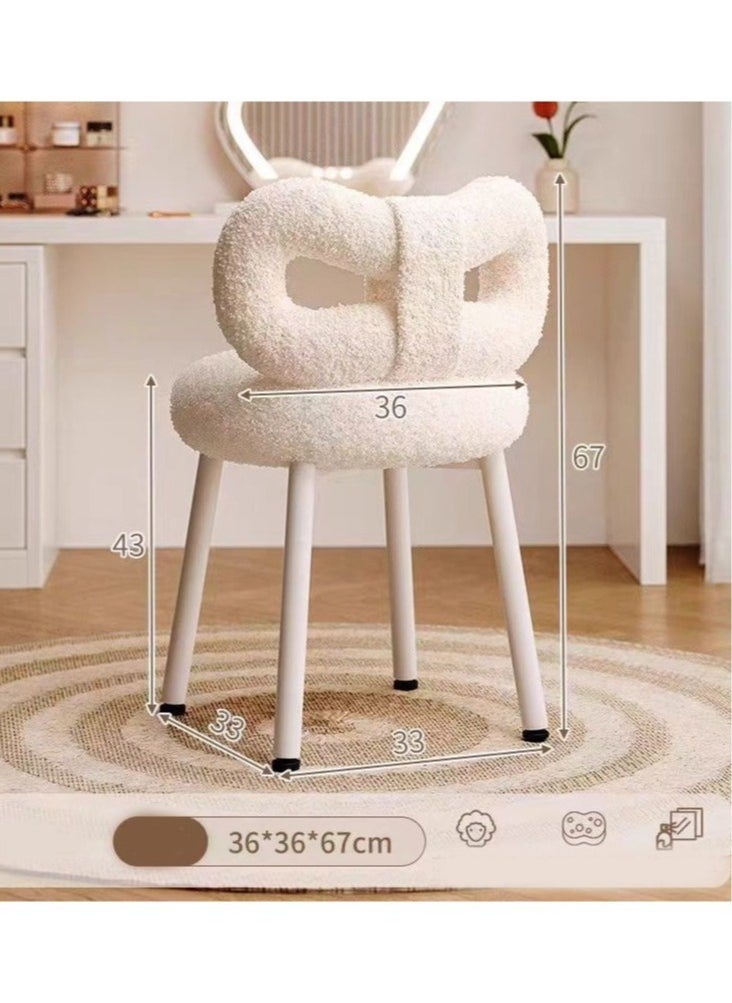 Raffine Modern Minimalist Design Single Sofa Comfy Fluffy Vanity Chair Elegant Makeup Desk Chairs Bowknot Shape Backrest Dinning Chair with Padded Legs for Bedroom Living Room 36x36x67 cm  - Image 4