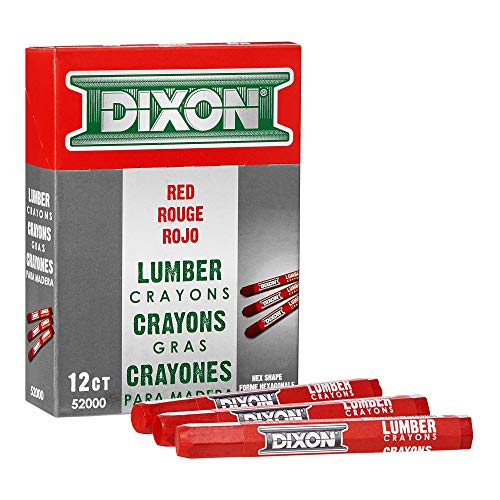 DIXON Industrial Lumber Marking Crayons, 4.5" x 1/2" Hex, Red, 12-Pack (52000) - Image 1