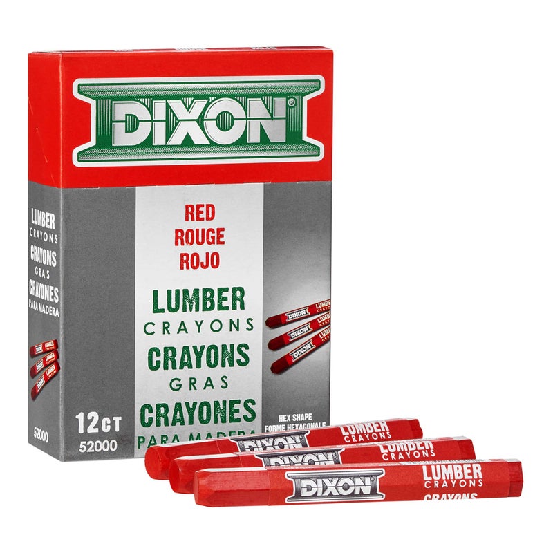 DIXON Industrial Lumber Marking Crayons, 4.5" x 1/2" Hex, Red, 12-Pack (52000) - Image 5