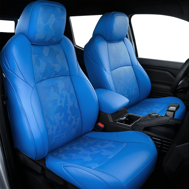 Carlimeki Leather Seat Covers Custom Fit for Tacoma Gen 4th 20242026 Double Cab for SR SR5 TRD PreRunner TRD Sport TRD OffRoad Limited Trailhunter Armrest Covers Included Fully Covered - Image 3