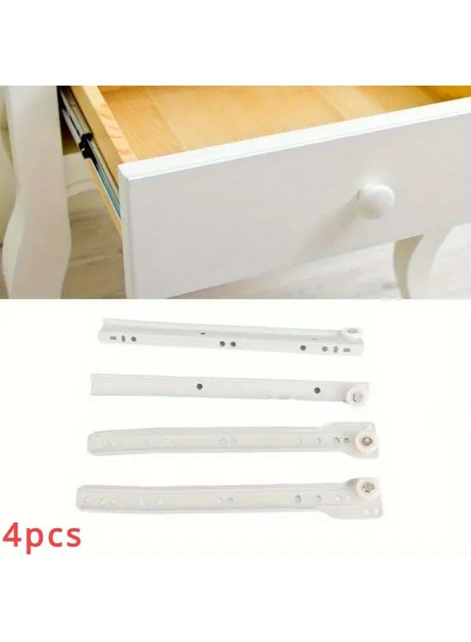 14 Inch White Self Closing Metal Drawer Slides Cabinet Hardware Replacement Track Kit - Image 2