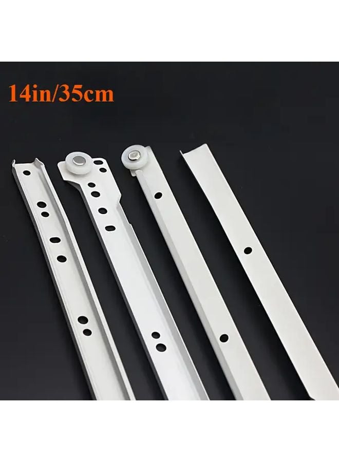 14 Inch White Self Closing Metal Drawer Slides Cabinet Hardware Replacement Track Kit - Image 1