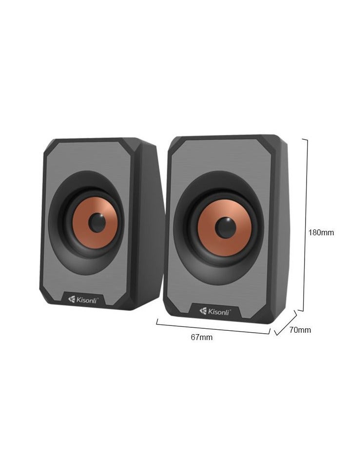 Kisonli Wired Multimedia Speaker for PC and Laptop – 3W / 2.0 Channel | Black KS-04 - Image 5