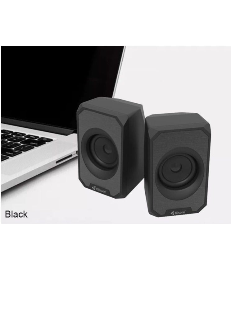Kisonli Wired Multimedia Speaker for PC and Laptop – 3W / 2.0 Channel | Black KS-04 - Image 4