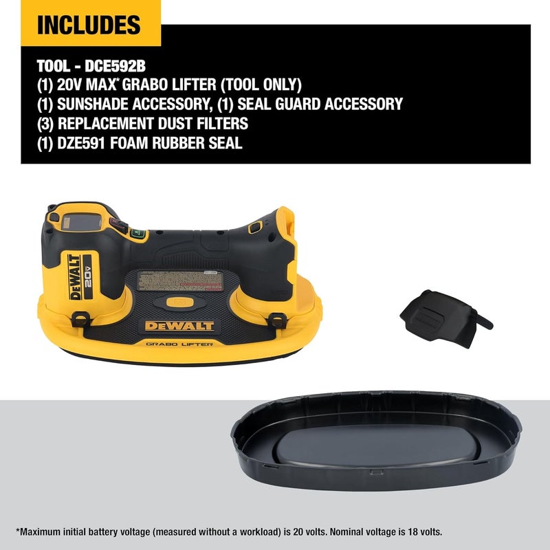 DEWALT DEWALT 20V MAX Cordless GRABO Suction Lifter Bare Tool Only Liftload Capacity of Up to 265 lbs DCE592B  - Image 3