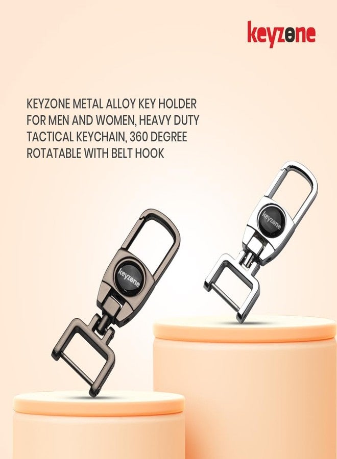 keyzone Metal Alloy Key Holder Keychain for Men and Women, Heavy Duty Tactical Keychain,360 Degree Rotatable with Belt Hook (MAH_Packof1_GunMetal) - Image 4