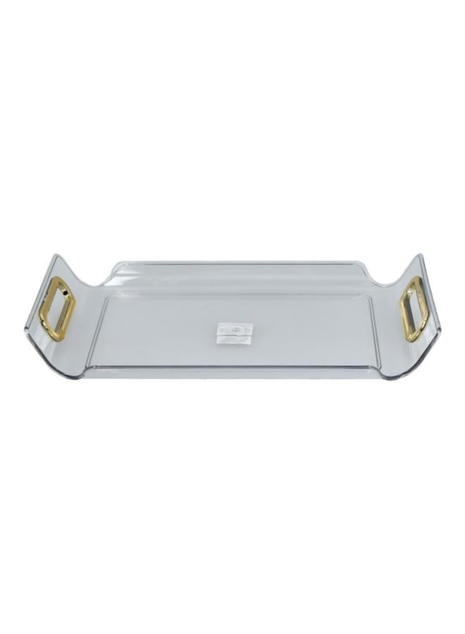 Felli Rectangular Raised Edge Serving Tray with Handle Clear and Gold Medium Y1K150048-CL - Image 1