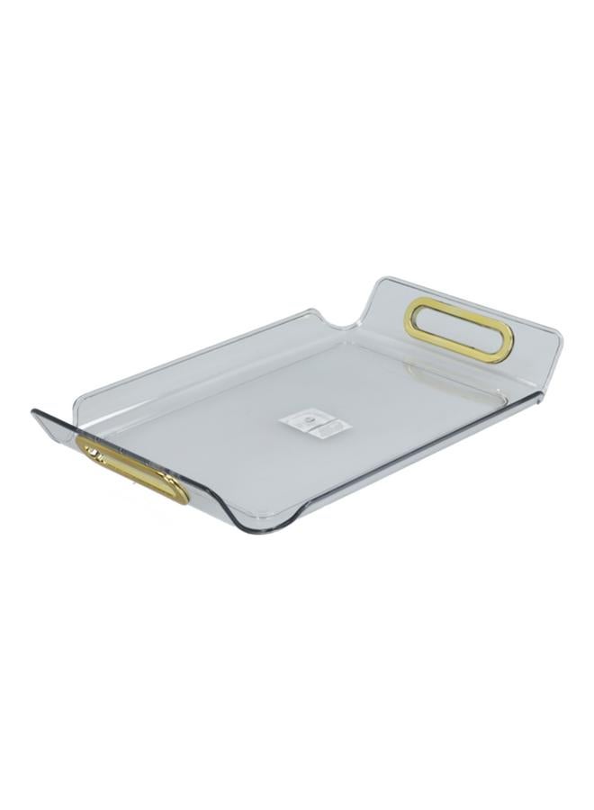 Felli Rectangular Raised Edge Serving Tray with Handle Clear and Gold Medium Y1K150048-CL - Image 3