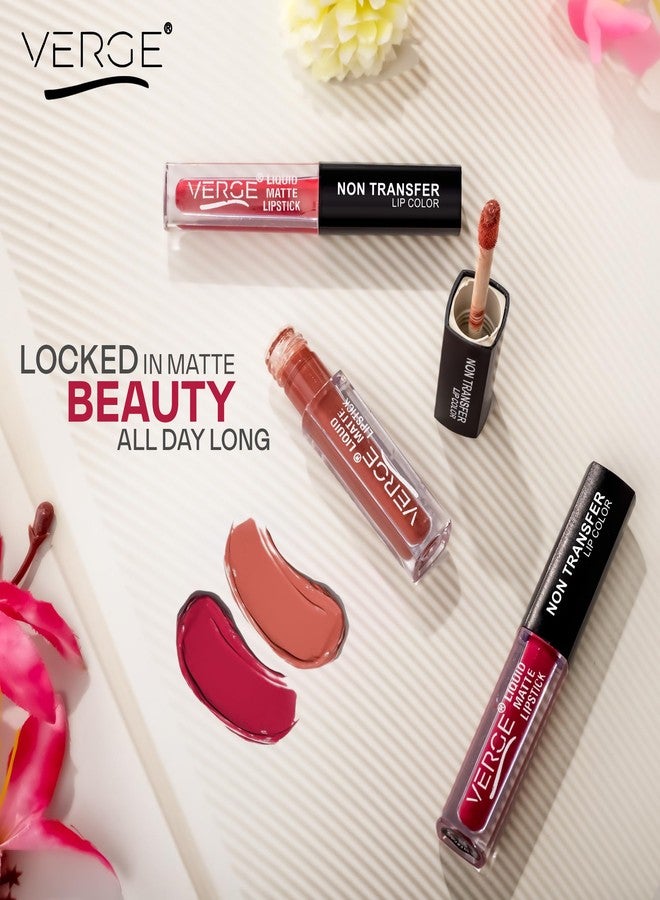 VERGE Lip Shots Non Transfer Waterproof Liquid Lip Color With Long Stay & Matte Finish (Pack Of 4) Tamed Up! - Image 5