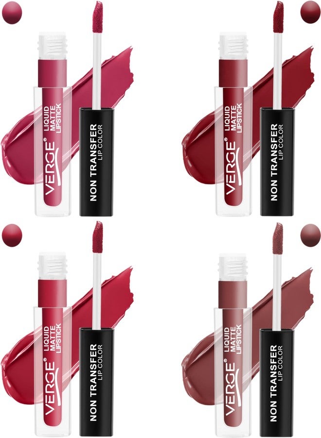 VERGE Lip Shots Non Transfer Waterproof Liquid Lip Color With Long Stay & Matte Finish (Pack Of 4) Tamed Up! - Image 3