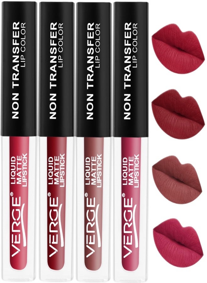 VERGE Lip Shots Non Transfer Waterproof Liquid Lip Color With Long Stay & Matte Finish (Pack Of 4) Tamed Up! - Image 2
