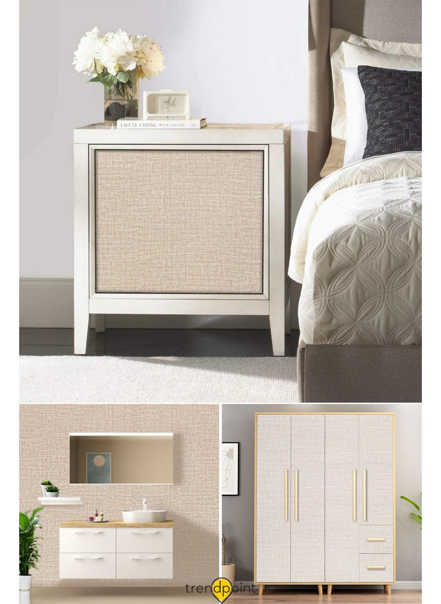 Trendpoint Self-Adhesive 60CM×500CM Linen Look Dark Beige Wallpaper Kitchen Cabinet Covering  - Image 3