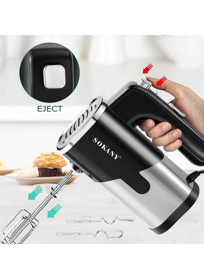 5 Speed Electric Hand Mixer, Fully Automatic Hand Blender, Egg Beater, Daily Mixer, With Hook and Beater, 800w