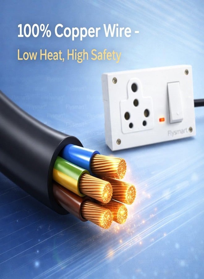 Flysmart® 16A Heavy-Duty Power Saving SS Combined Extension Board | 1.5 Meter Pure Copper Wire | Universal 2-Pin & 3-Pin Socket with Switch & Indicator | Surge Protector | 6-Months Warranty - Image 4