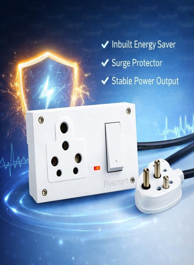 Flysmart® 16A Heavy-Duty Power Saving SS Combined Extension Board | 1.5 Meter Pure Copper Wire | Universal 2-Pin & 3-Pin Socket with Switch & Indicator | Surge Protector | 6-Months Warranty - Image 3