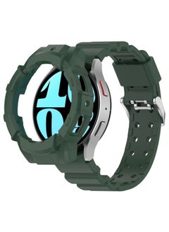 Generic Replacement Strap For Samsung Galaxy Watch 6 40mm Armor Silicone Watch Band + Watch Case Set Green 