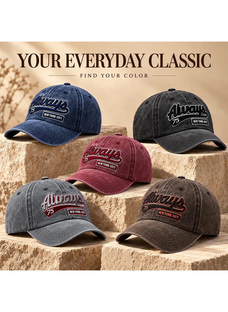 Thugfit Unisex Vintage Washed Cotton Baseball Cap, 3D Embroidered 'Always 75 New York City' Adjustable Dad Hat