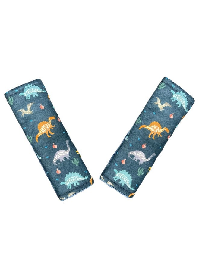Culclendy Baby Car Seat Neck Cover, Car Seat Strap Cover, Seat Belt Cushions Pads, Shoulder Strap Protectors, Reversible Pram Harness Covers in Minky Dinosaur, Baby Neck Pad Protector - Image 1