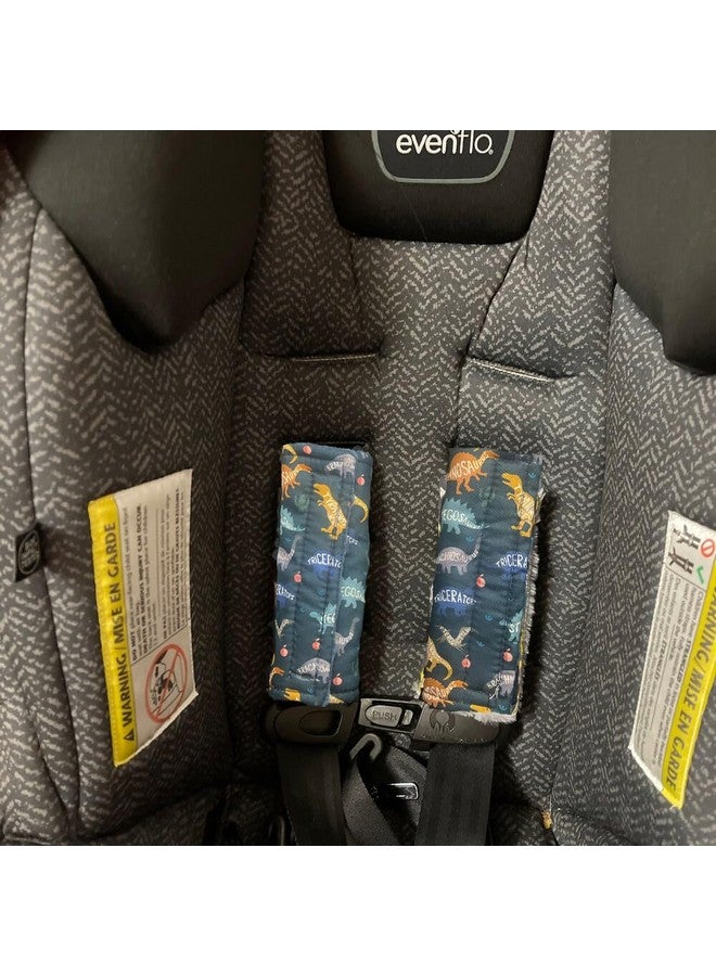 Culclendy Baby Car Seat Neck Cover, Car Seat Strap Cover, Seat Belt Cushions Pads, Shoulder Strap Protectors, Reversible Pram Harness Covers in Minky Dinosaur, Baby Neck Pad Protector - Image 4