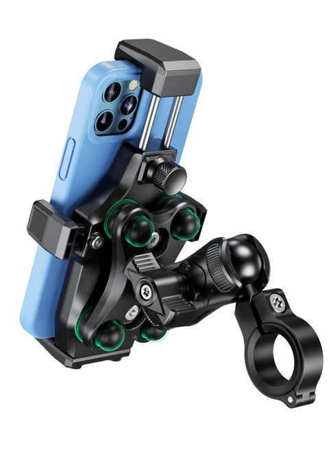 Motorcycle Phone Mount, Anti-Theft Motorcycle Phone Mount, with Vibration Dampener & High-Speed Secure Lock, One-Push Automatically Lock, for Motorcycle Bike ATV/UTV Scooter Fit 4.7-7.2" Phone
