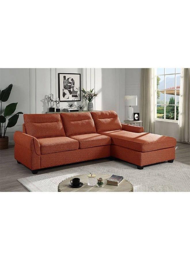 Comfynest Comfynest Aspin 3Seater Reversible Corner Fabric Sofa Orange With 2Year Warranty 263X85X89Cm Orange - Image 1